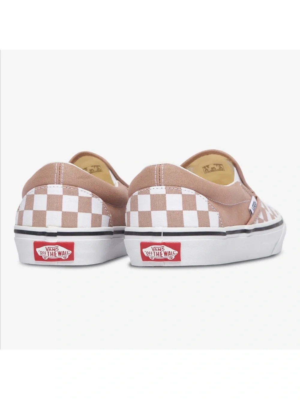 Vans Slip-On Checkerboard Sneaker in Tan and White Womens